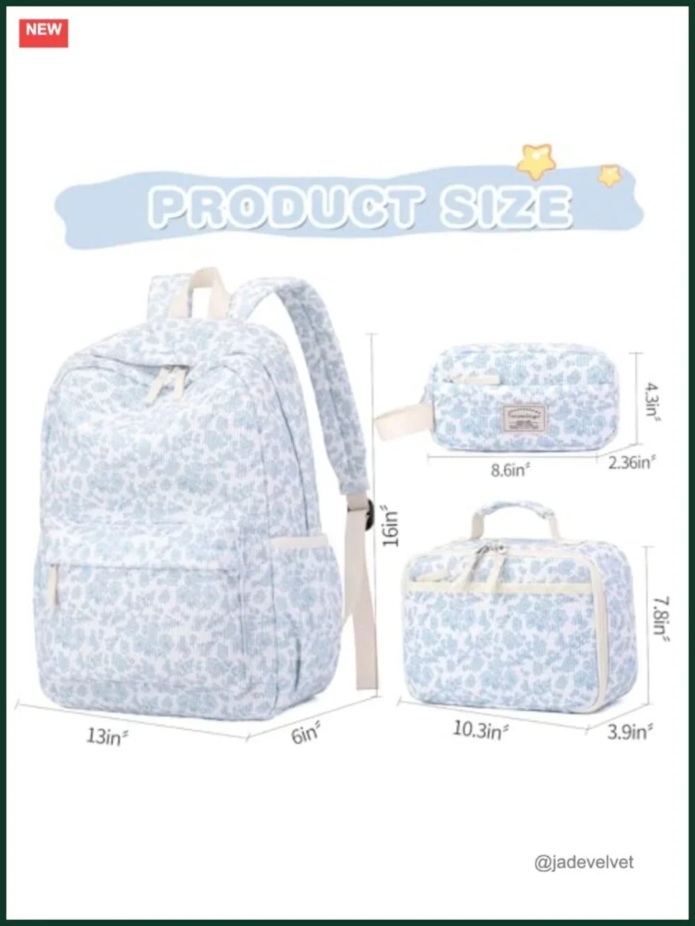 Corduroy Kids Backpack Set with Lunch Bag and Pencil Case, Elementary School